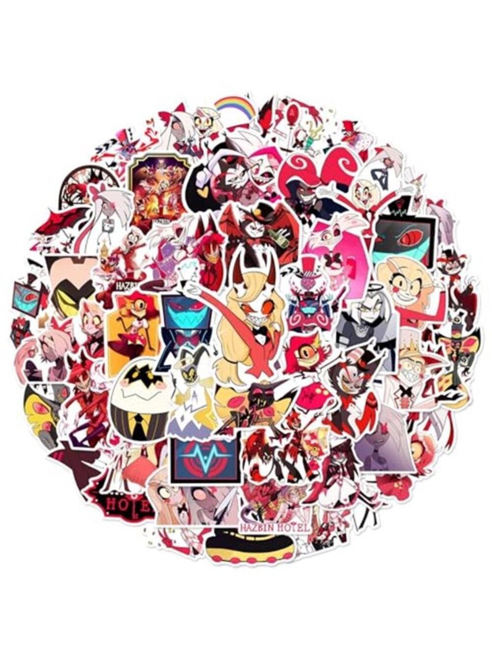 50Pcs Hazbin Cartoon Hotel Stickers Mixed Pack,Cartoon Characters Stickers